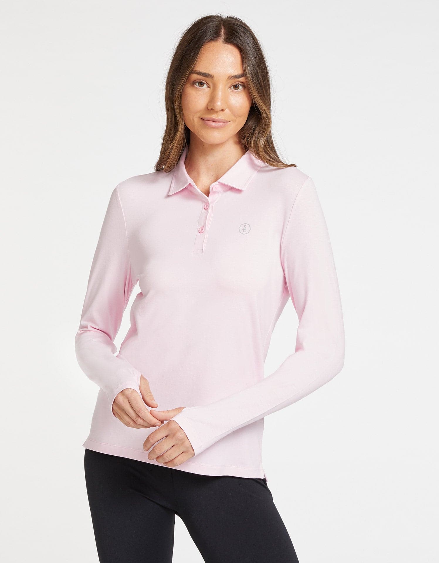 Pink long sleeve polo shirts best sale