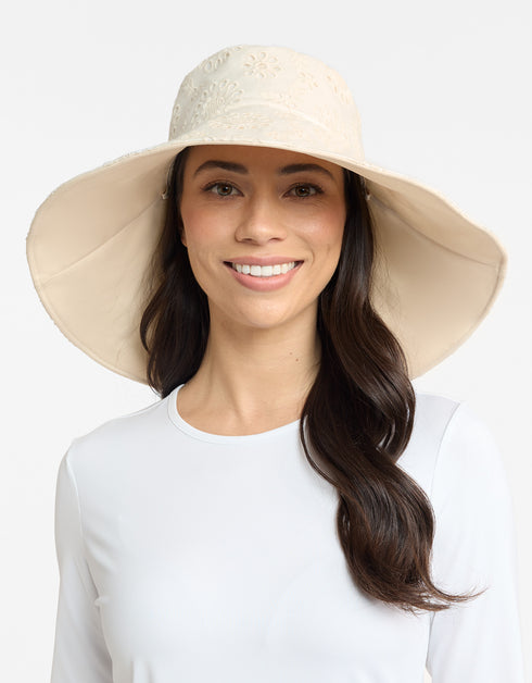 Ultra Wide Brim Broderie Sun Hat UPF50+