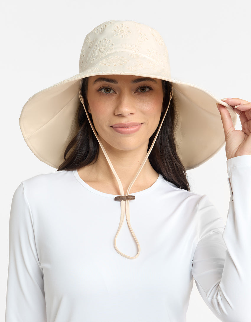 Ultra Wide Brim Broderie Sun Hat | Solbari UK