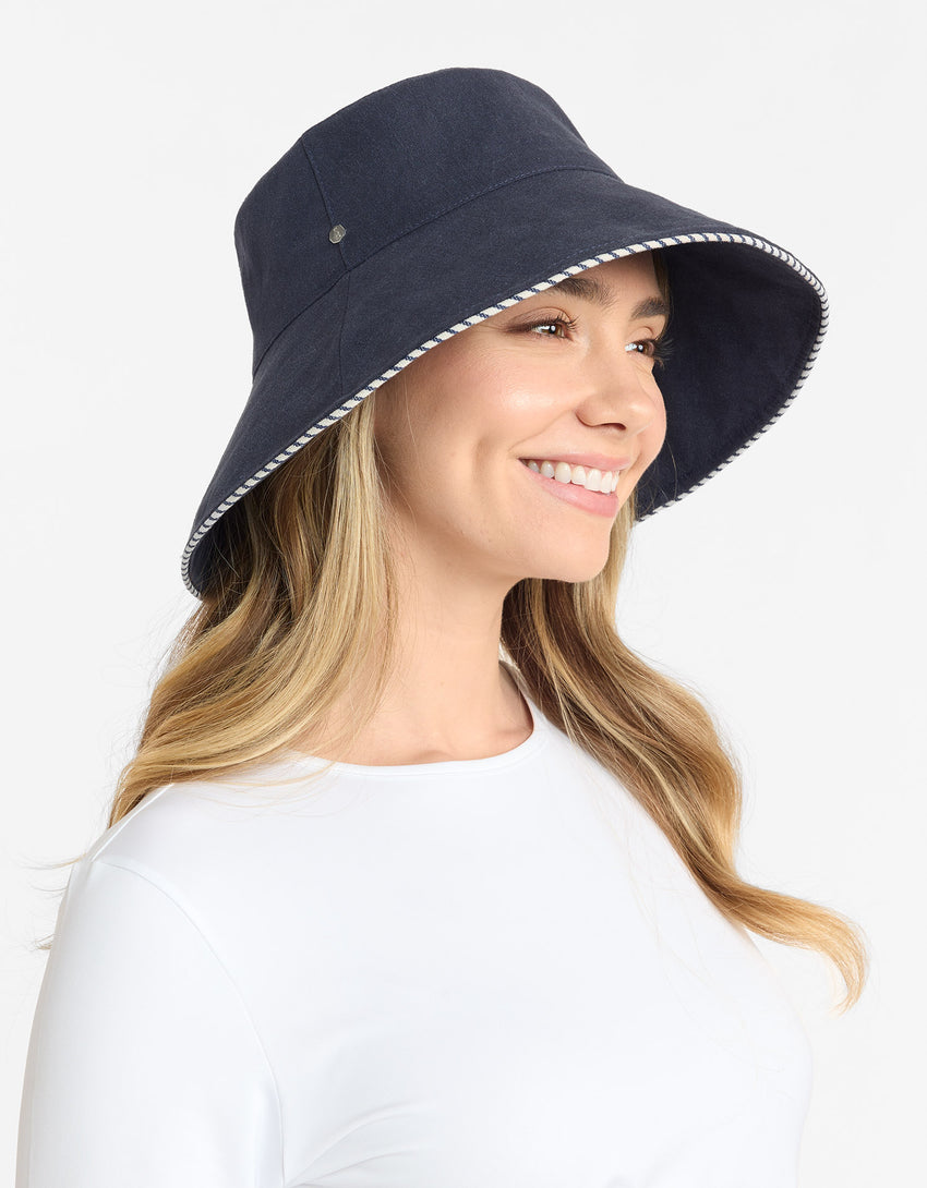 Palm Beach Cotton Linen Sun Hat UPF50+ | Women's Sun Protection Hat | Solbari UK