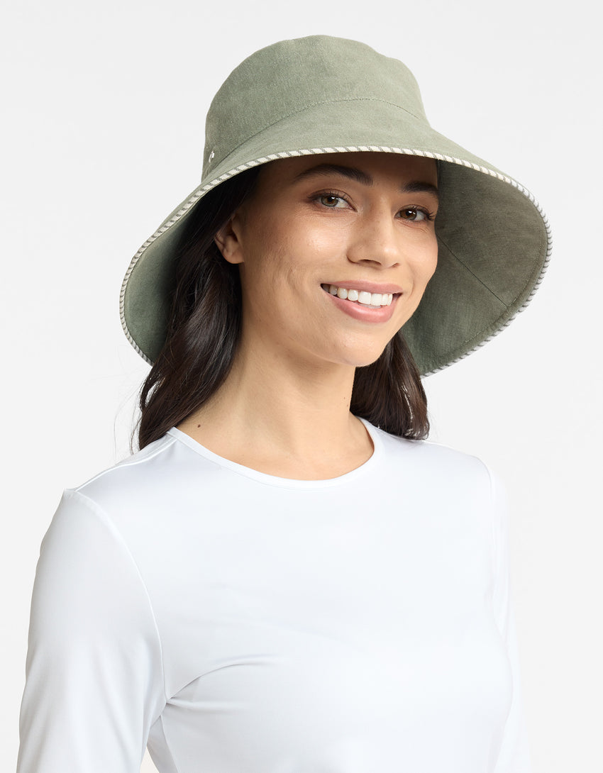 Palm Beach Cotton Linen Sun Hat UPF50+ | Women's Sun Protection Hat | Solbari UK