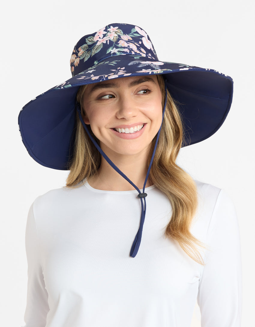 Ultra Wide Brim Printed Swim Sun Hat UPF50+ | Solbari UK