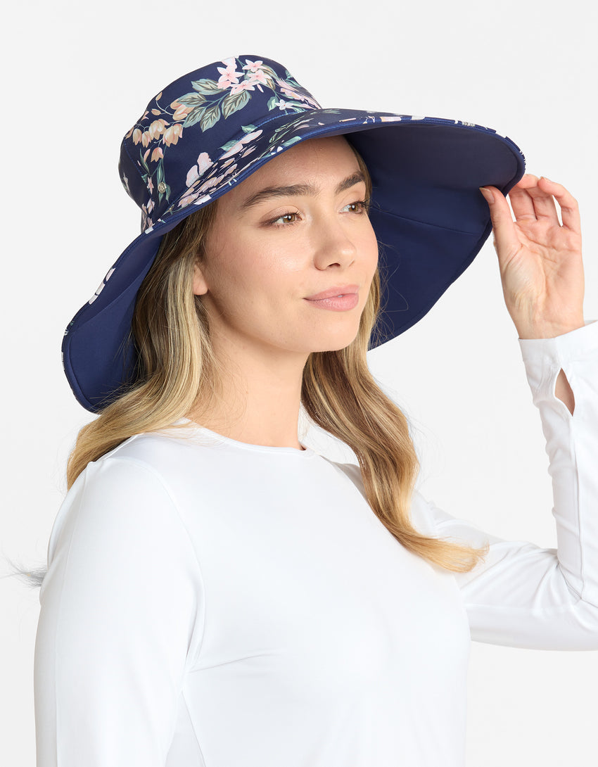 Ultra Wide Brim Printed Swim Sun Hat UPF50+ | Solbari UK